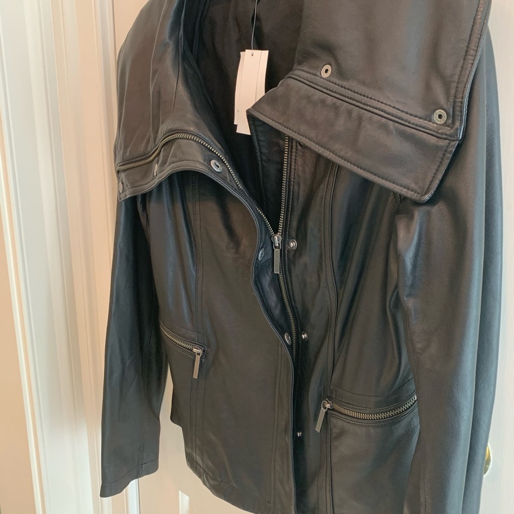 Vince Black Leather Moto Jacket V055090102 - Picture 5 of 5